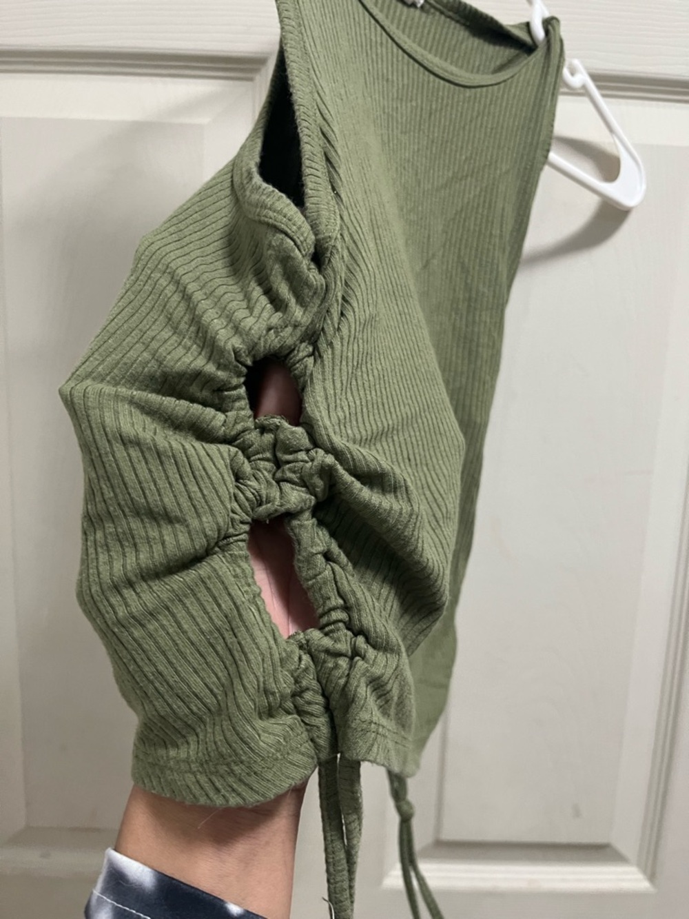 Garage Olive Ribbed Side-Drawstring Tank Top - Picture 3 of 4